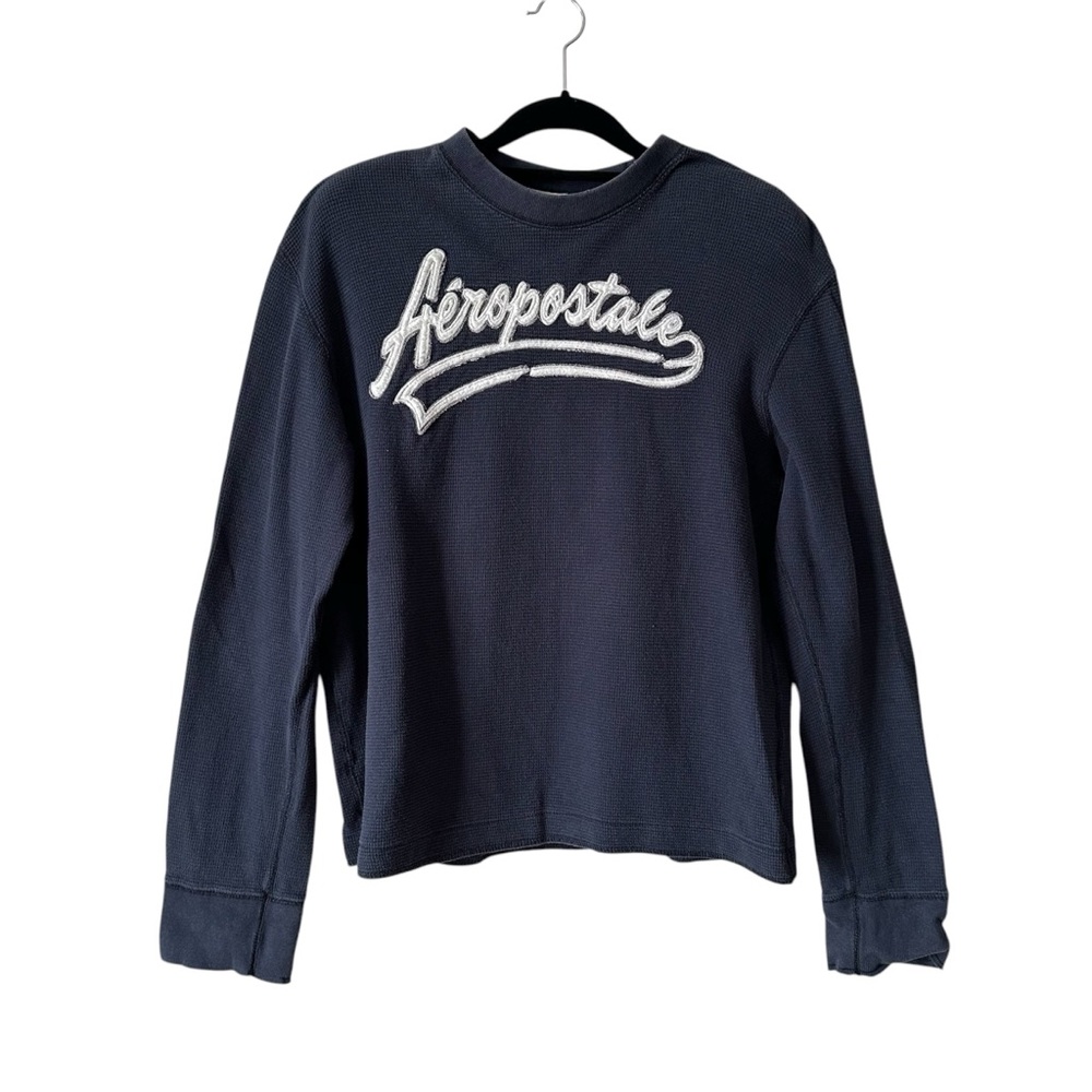 Aeropostale Men’s Waffle Knit Long Sleeve Blue T-Shirt XL